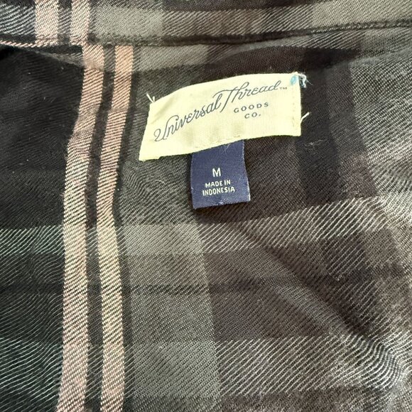 Universal Thread Plaid Flannel Button Down Dress Medium Belted Grunge Academia - Picture 12 of 13